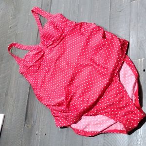 Cute Vintage MOTHERHOOD Red Polka Dot Bathing Suit SZ M Maternity